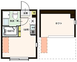 西武池袋線 中村橋駅 徒歩9分の賃貸アパート 1階ワンルームの間取り