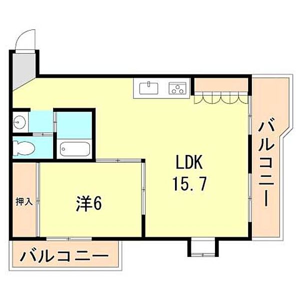 兵庫県神戸市中央区野崎通４丁目(賃貸マンション1LDK・3階・43.66㎡)の写真 その2