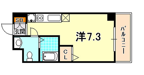 兵庫県神戸市兵庫区中道通９丁目(賃貸マンション1R・5階・22.81㎡)の写真 その2