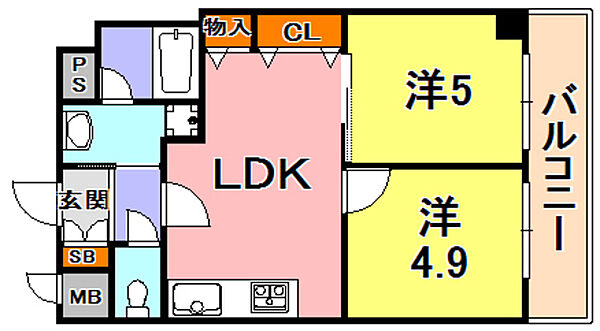 兵庫県神戸市中央区加納町３丁目(賃貸マンション2LDK・9階・41.39㎡)の写真 その2