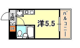 兵庫県神戸市中央区雲井通４丁目（賃貸マンション1R・4階・14.25㎡） その2