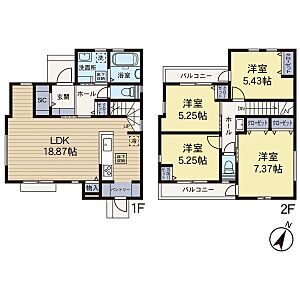 間取り：1-1C号棟　間取り図