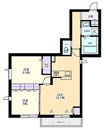 Ｗｏｏｄ　Ｂｅｌｌ　下高井戸 2階2LDKの間取り