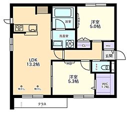 プライム・フォレ上北沢 1階2LDKの間取り