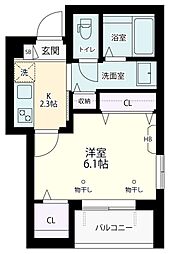 ヘーベルリベルタ千駄ヶ谷 4階1Kの間取り