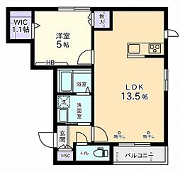 Fleur上北沢 1LDKの間取図画像