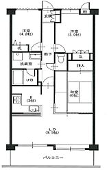 朝日プラザCITY南大和イーストウィングB棟 3LDKの間取り
