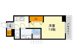 ワールドアイ江坂アルバ 6階1Kの間取り