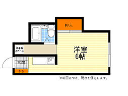 美吉野ハイツ 1Kの間取図画像