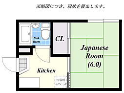 パインヒルズ 1Kの間取図画像