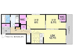 （仮称）大阪市浪速区難波中3丁目ヘーベルメゾン 2階2LDKの間取り