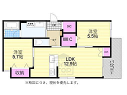 （仮称）大阪市浪速区難波中3丁目ヘーベルメゾン 3階2LDKの間取り