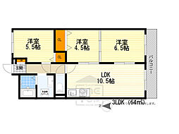 ハイツ三ツ池台 3LDKの間取図画像