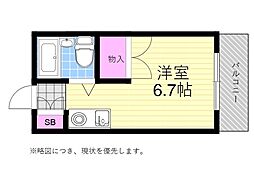 カルムイズミ ワンルームの間取図画像