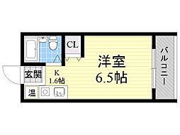 ソサエティ山手 ワンルームの間取図画像