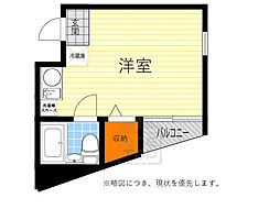 サラダボール ワンルームの間取図画像