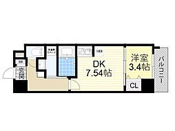 リブネスコート江坂II 1DKの間取図画像
