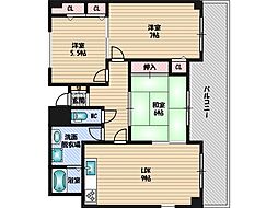 ラフィーネ竹園 3LDKの間取図画像