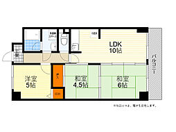 ユーコート豊中 3LDKの間取図画像
