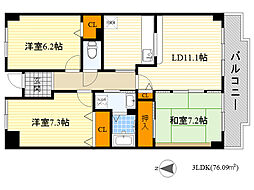 ロフティ少路 3LDKの間取図画像