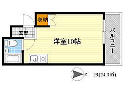 キャロル江坂 ワンルームの間取図画像