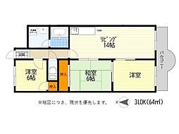 セントポーリア東豊中 3LDKの間取図画像