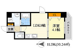 ワールドアイ大阪緑地公園 1LDKの間取図画像
