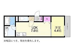 メゾンCOCO垂水 1DKの間取図画像