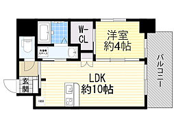 サムティ江坂ジュレーヴ 1LDKの間取図画像