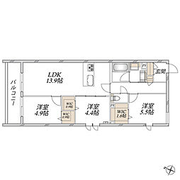 へーベルメゾンフォレスト立花町 3LDKの間取図画像