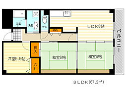 ロイヤルプラザ千里 3LDKの間取図画像