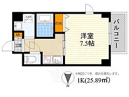 ラドゥセール江坂2 ワンルームの間取図画像