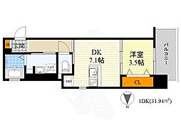 ファーストフィオーレ江坂江の木町パークサイド 1DKの間取図画像