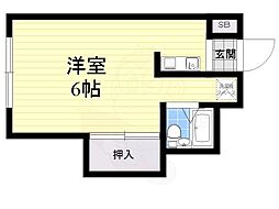 美吉野ハイツ 1Kの間取図画像