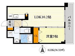 アーバネックス豊中桜塚 1LDKの間取図画像