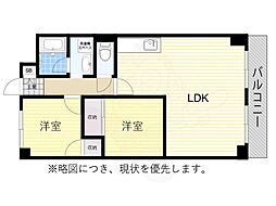 山吉ビル 2LDKの間取図画像
