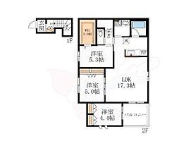 東大阪市足代1丁目アパート 3LDKの間取図画像