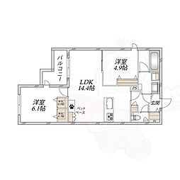 ヘーベルメゾン アトル 2LDKの間取図画像