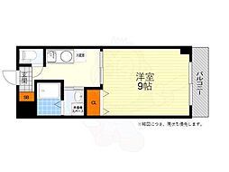 ヴィラほった2 1Kの間取図画像