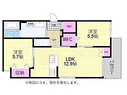 メゾンベール難波 2LDKの間取図画像