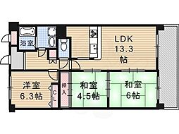 パインコート江坂1 3LDKの間取図画像