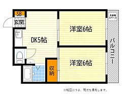 エリータ桃山台2 2DKの間取図画像