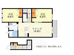 エスポワール・アイ北春日丘1 2LDKの間取図画像