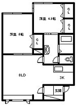 サイレンスコート B103 ｜ 北海道旭川市豊岡九条5丁目2-3（賃貸アパート2LDK・1階・46.37㎡） その2