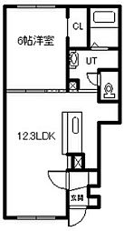 アルコバレーノA棟 1LDKの間取図画像