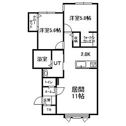 フルールII 2LDKの間取図画像