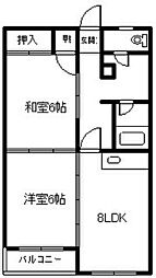 エステート4-23 2DKの間取図画像