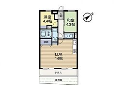クリオかしわ台弐番館 2LDKの間取図画像