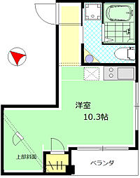 イズミヤbldg 4階ワンルームの間取り