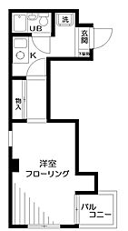パークパレス綾瀬 5階1Kの間取り